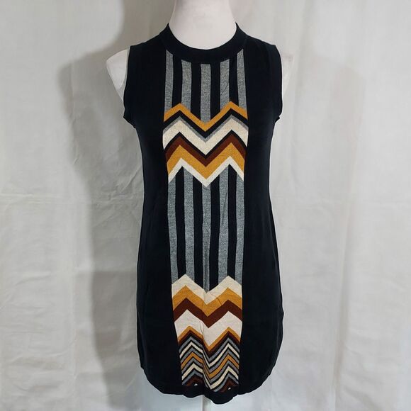 Missoni Target Black Chevron Stripe Zigzag Sweater Mini Dress Size XS Sleeveless - Picture 4 of 12